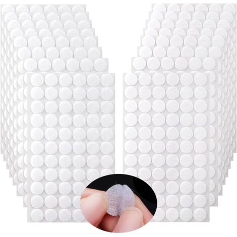 Puntos de velcro autoadhesivos, 15 mm, puntos de velcro adhesivos, 600 unidades, cierre de velcro autoadhesivo, redondo, blanco, para uso escolar, material educativo y doméstico (15 mm, 300 pares)