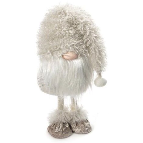 Pupazzo Babbo Natale in piedi in tessuto colore argento h 41 cm