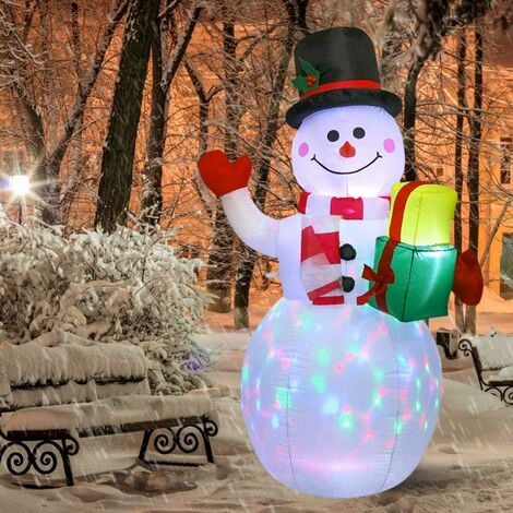 Pupazzo di Neve Gonfiabile di Natale,1,5 m Decorazione Luminosa Babbo Natale Simpatico Babbo Natale Gonfiabile con 3 Luce a LED per Decorazioni Natalizie Illuminate Prato All'aperto Stile 1