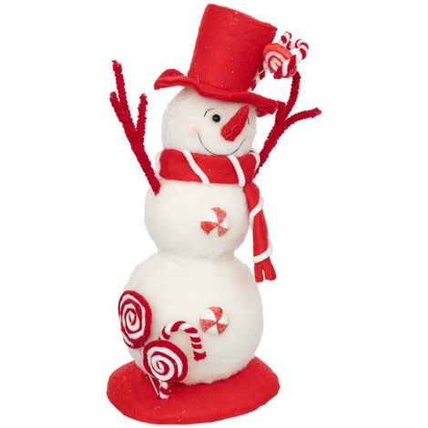 Pupazzo di neve in polistirolo, rosso e bianco 38 cm - Feeric lights & christmas