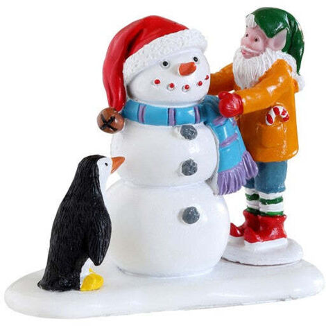 Pupazzo di Neve Personaggio Villaggio di Natale Lemax Building a Snowman 22134