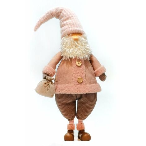 Pupazzo natalizio "Babbo Natale Rosa" decorazione per interno h 75 cm