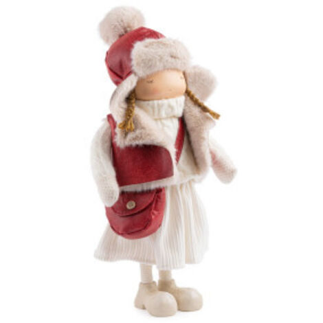 Pupazzo Natalizio Bimba Bianca/Rossa con Borsa
