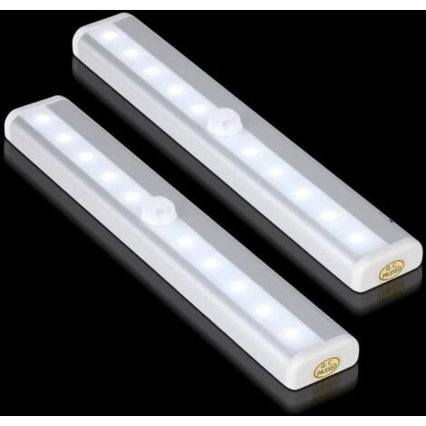 Pupitre de détection de mouvement 10 LED Lamp perle Penderie - cage d\'escalier Induction de corps humain (2 paquets, à piles)