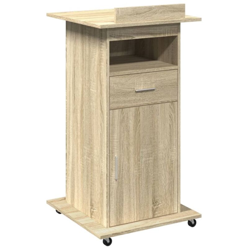 Vidaxl - Pupitre et roues et tiroir chêne sonoma bois d'ingénierie