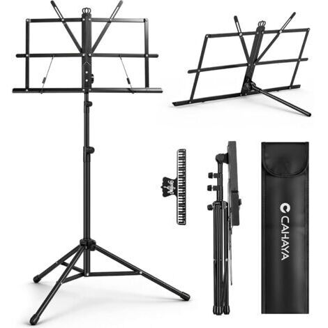 Pupitre Musique Réglable & Pliable – Support de Partitions 2-en-1 avec Housse de Transport et Clips. Conception Stable et Facile à Monter pour Étudiants