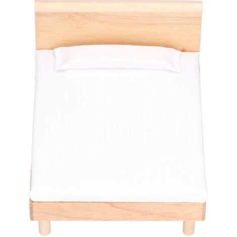 Puppenhausbett aus Eiche im Maßstab 1:12 (Einzel-/Doppelbett) – Miniatur-Dekorationsaccessoire