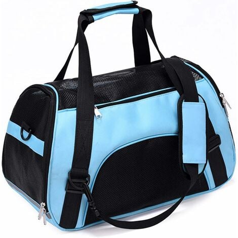 Puppy carrier for small dogs Cat carrier Portable Pet carriers Travel bag Foldable Transport Bag for Dogs and Cats with Locking Safety Zippers, Pale Blue