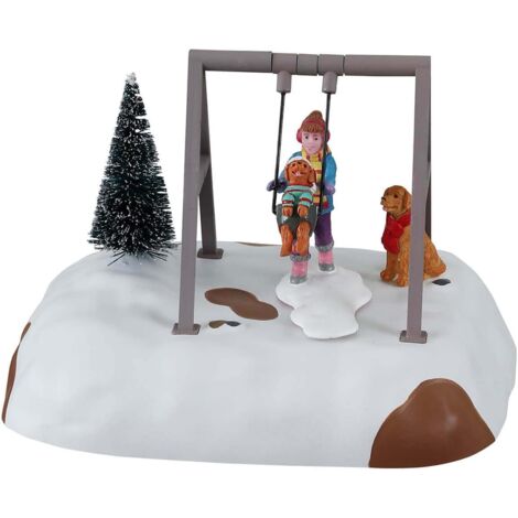 Puppy Gets A Swing Ride B/O 4.5V 14836 - Lemax - CUCCIOLO FA' GIRO IN ALTALENA