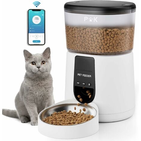 PUPPYKITTY PUPPY KITTY Futterautomat Katze & Hund, 2,4 G WiFi intelligenter Katzenfutter Automat mit Edelstahlnapf für Trockenfutter, App-Steuerung, Sprachaufzeichnung, 1-10 Mahlzeiten pro Tag
