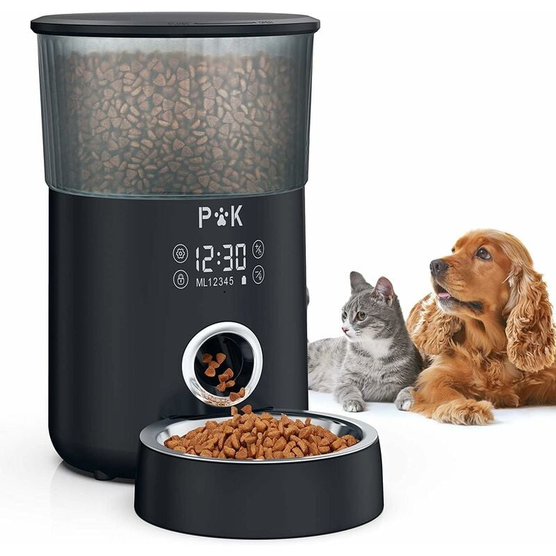 Puppy Kitty M80 Futterautomat für Katzen, 4L Touchscreen Automatischer Futterspender für Katze und Hunde, Trockenfutterspender mit Edelstahlnapf, bis