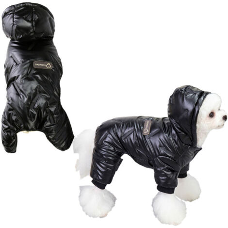 Puppy winter coat, windproof snowsuit, padded fleece, small dog, black