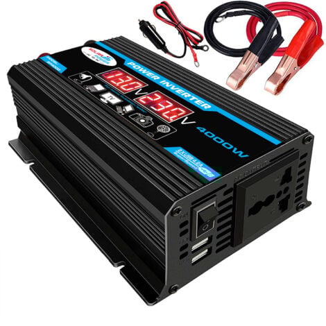 KMOND Pur Sinus Onduleur à Onde，Convertisseur 12V 220V 3500W Sinusoïdale Pure 3500 Watt Transformateur avec Télécommande écran LCD Prises EU Ports USB Port de Type-C Bornes de Connexion pour Système Solair