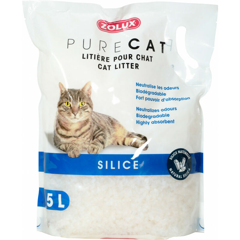 

Pura arena de sílice natural para gatos. Biodegradable. 5 litros. para los gatos.