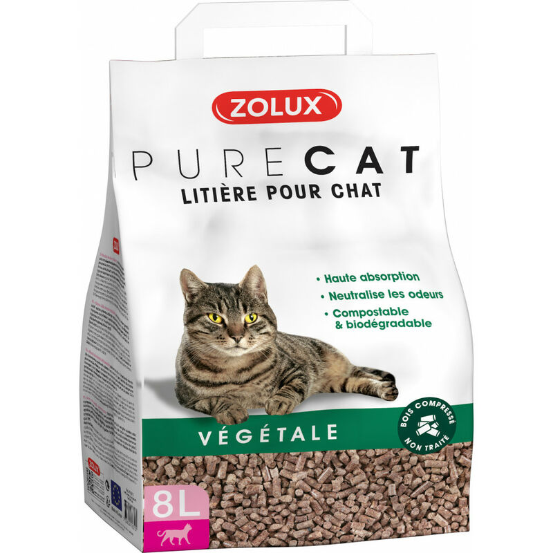 

Pura arena vegetal para gatos, compostable y biodegradable. 8 litros. para gatos.