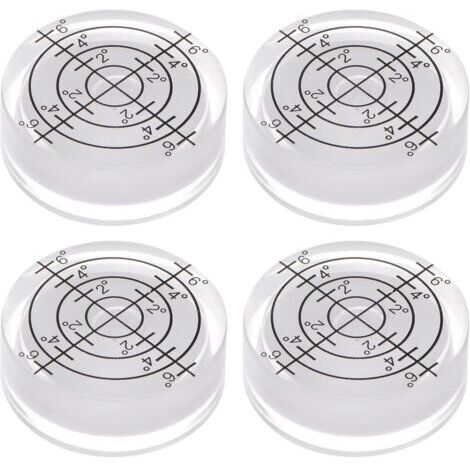 Purchasing Map 4er-Set runde Wasserwaagen 32 x 7 mm, Mini-Bullseye-Nivelliermarken rund zur Nivellierung von Kamera, Stativ, Teleskop, Werkstatt, Drehteller, weiß