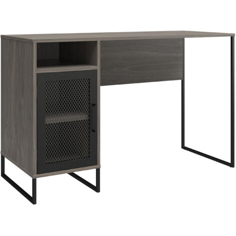 Purdue-Bureau d’ordinateur à piédestal simple en chêne gris