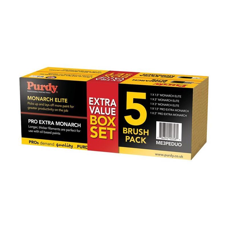 Purdy - ME3PEDUO Monarch Elite & Pro-Extra Monarch Brush Set 5 Piece PURME3PEDUO