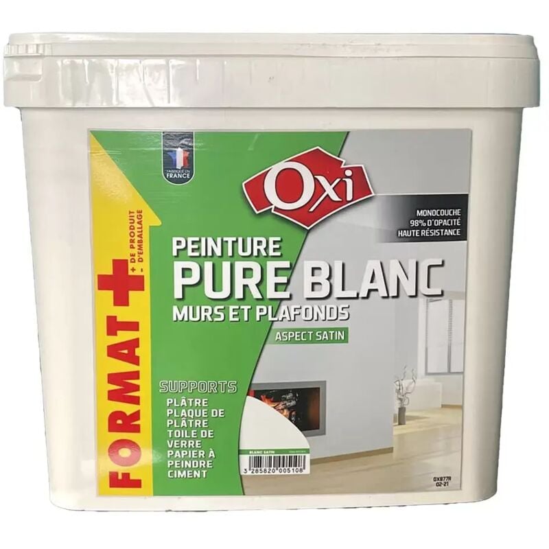 Peinture Murs & Plafonds OXI Pure Blanc Satin 6 l