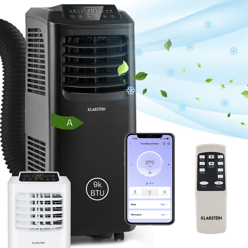 Climatiseur Mobile Silencieux, Smart Climatiseur 3 en 1, Mode Nuit, Déshumidificateur, Ventilateur, Mini Climatisation à Faible Conso, Evacuation,