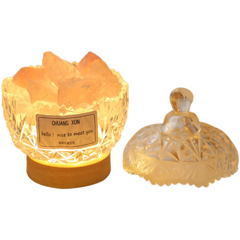 Pure Essence Stehlampe aus natürlichem Kristallsalz – Salzstein-Stehlampe mit ätherischer Ölverteilung – Weiß (Höhe 10 cm, Durchmesser 7,5 cm, 750 g)