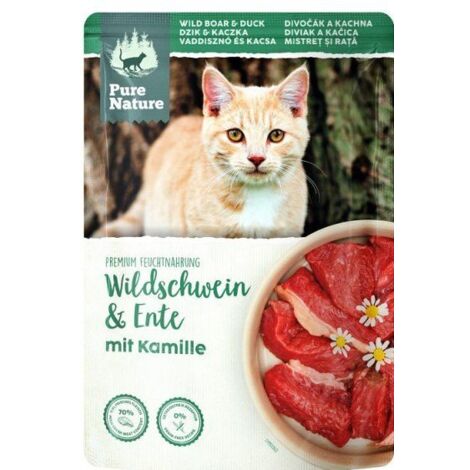 PURE NATURE CAT  Nassfutter für Katzen  85-g-Beutel – Ausgewachsene Katzen  Wildschwein mit Ente 85 g