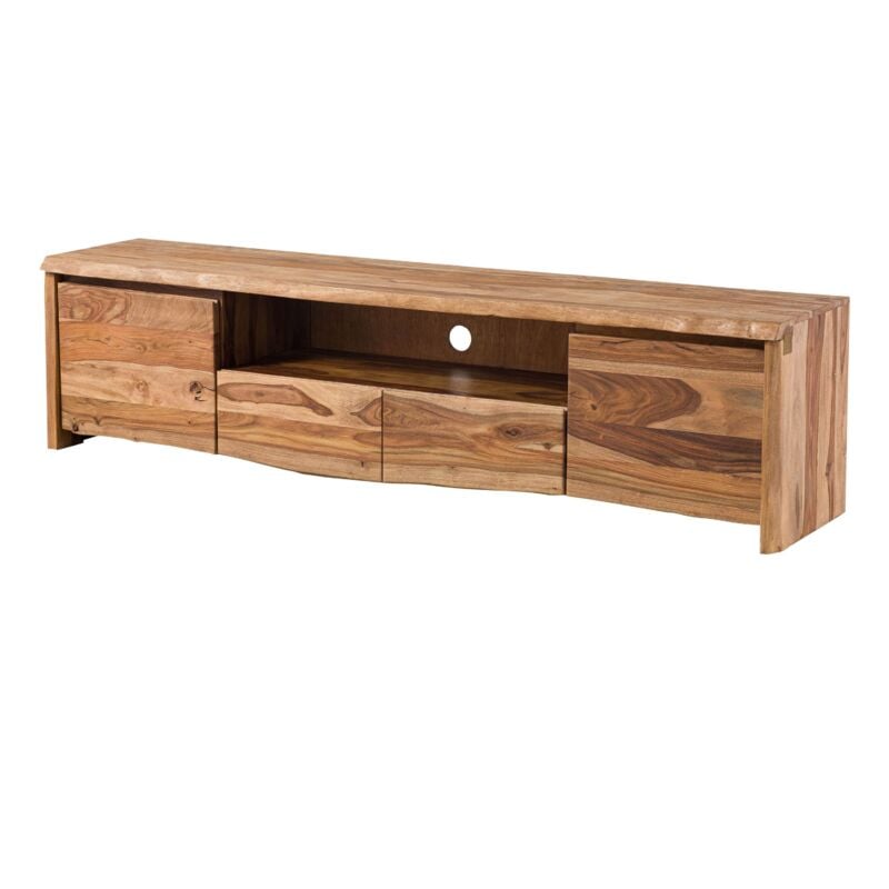 Pure sheesham 221 Meuble tv en bois de sheesham - laqué sablé / naturel 200x45x50