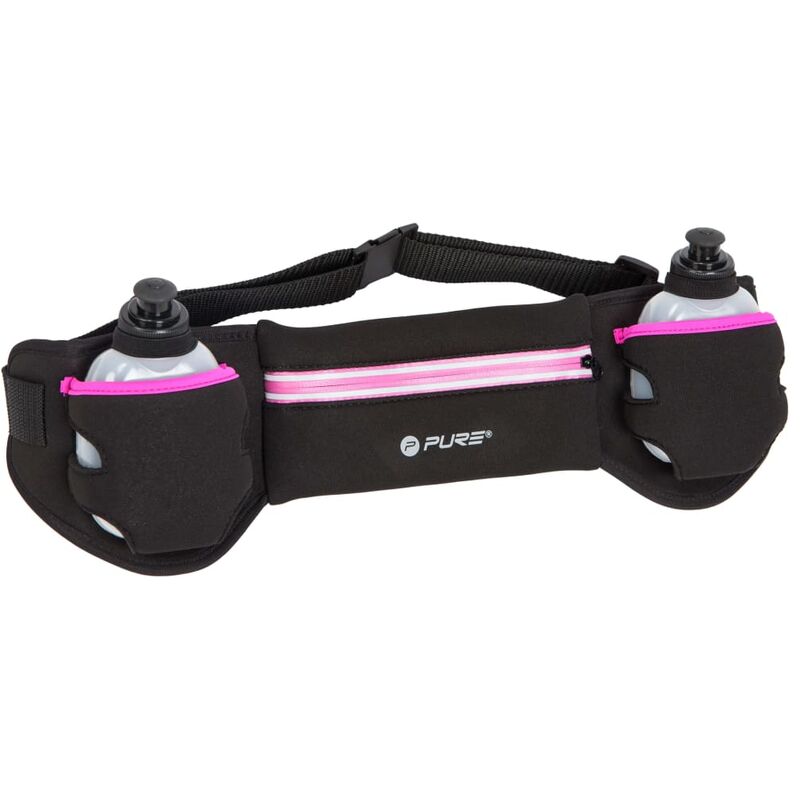 

Pure2Improve Cinturón de running con 2 bidones negro y rosa