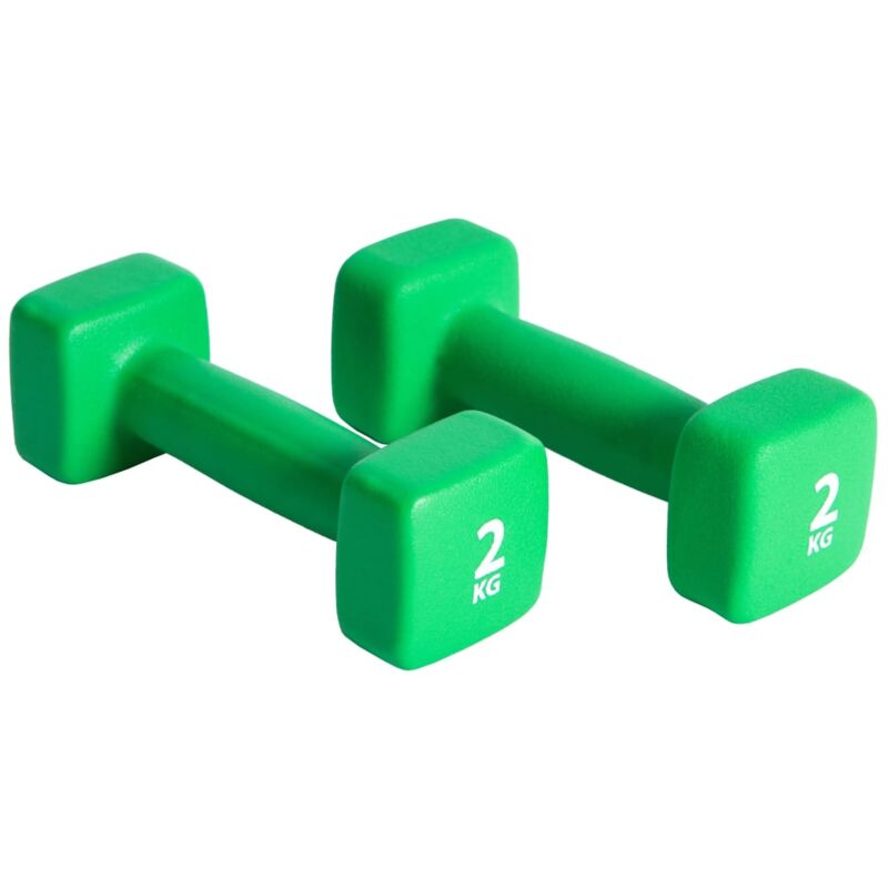 

Pure2Improve Juego de mancuernas de neopreno verde 2x2 kg