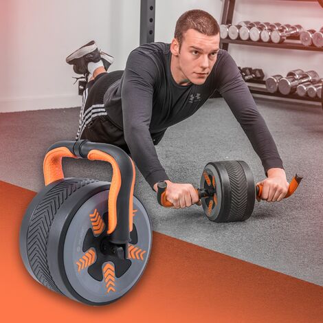 Rodillo para abdominales - Rueda ejercicios rebote para abdominales |  Equipo del ejercicio del rodillo del Ab dos ruedas para el entrenamiento la  base