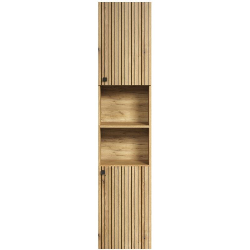 Ebuy24 Badezimmersäule Mit Rillen, 2 Türen Und 2 Fächern H186 Cm - Purebliss