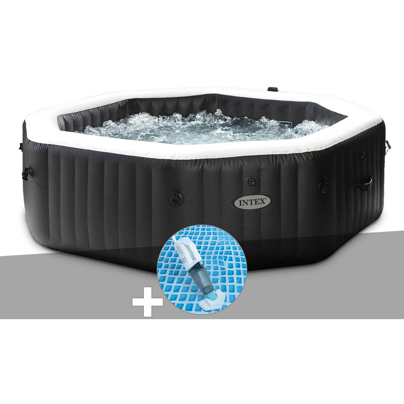 Intex - Kit spa gonflable PureSpa Carbone octogonal Bulles et Jets 6 places + Aspirateur