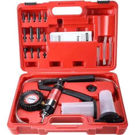 Purgador de frenos KZQ (23 piezas), 40 PSI, 26 HG, manual para coche, motocicleta y camión (rojo)