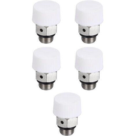 Purgeur D'air Manuel Pour Radiateur Filetage Mâle 1/8" BSP, 5 Pièces Purgeur En Laiton Nickelé Sans Clé Pour Radiateur, Blanc Argenté