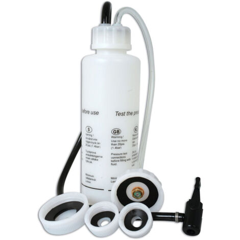 Purgeur de liquide automatique frein et embrayage – Pression pneu pour purge – 4 bouchons compatibles – Capacité 420 ml – Gunson