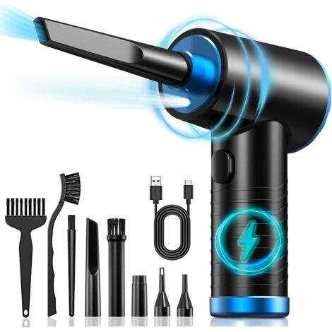 Purificador de aire comprimido para PC, colector de polvo eléctrico recargable con luz LED, 3 velocidades máx. 91 000 RPM, soplador de aire inalámbrico para teclado, computadora portátil, automóvil y