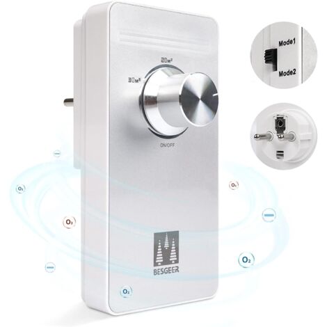 Purificador de aire con generador de ozono, esterilizador de olores, purificador de aire, generador de ozono para dormitorio, baño, mascotas, formaldehído y olores - Blanco