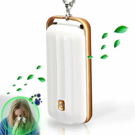 Purificador de aire portátil, collar purificador de aire personal alrededor del cuello, generador de iones negativos de viaje, eliminación de humo