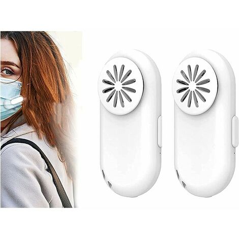 Purificador de aire portátil - Mini máscara purificadora de aire portátil - Reutilizable - Mini ventilador personal con clip - Purificador de aire personal ionizador personal - Blanco - 2 piezas, Supe