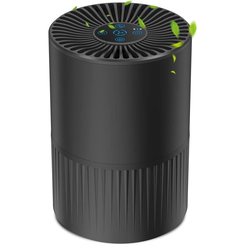 Purificateur d'air avec filtration 4 étapes, 3 vitesses, réglage de la minuterie 2/4/8, lumière de nuit, fonction aromathérapie adaptée pour chambre