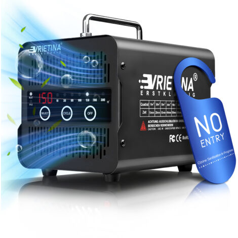 Purificateur d'air, Générateur d'ozone, 65000mg/H, 220V/35dB, avec Écran Tactile 120 Min Minuteur, 300㎡ capacité, Désinfection et stérilisation Élimine Odeurs, Pour Garage, Maison, Voiture, Noir
