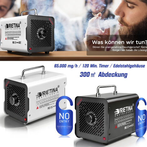 Purificateur d'air - Générateur d'ozone -65000mg/H-220V, Minuteur 120 min, 300㎡ capacité, Désinfection et stérilisation  Élimine Odeurs,  Pour Garage, Maison, Voiture, Blanc