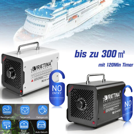 Purificateur d'air - Générateur d'ozone Portable, 65000mg/H, 220V, Minuteur, Élimine les résidus chimiques, Désinfection et stérilisation Élimine Odeurs, Pour Garage, Maison, Voiture - UE