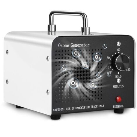 Purificateur D’Air Ozoniseur Portatif Filtre, Minuterie 0-120 min, pour Chambres Voitures Animaux Domestiques