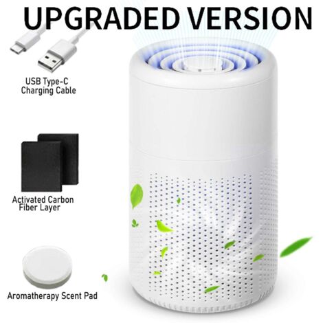 Purificateur d'air portable pour la maison + coton au charbon actif + pastilles d'aromathérapie, purificateur d'air pour chambre et bureau