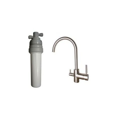 Purificateur d'eau Doulton ecofast et robinet mitigeur 3 voies haut brossé