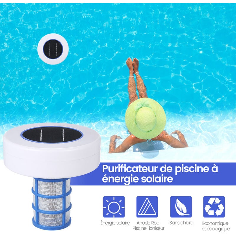 Kkmoon - Inhibe la croissance des algues dans les piscines, désinfection, purificateur solaire pour piscine