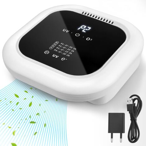 Purificatore d'aria, ionizzatore d'aria da 5000 mAh, con sterilizzazione UV, aromaterapia, 4 modalità, generatore di ozono, purificatore d'aria silenzioso per bagno, cucina, auto, animali domestici, o