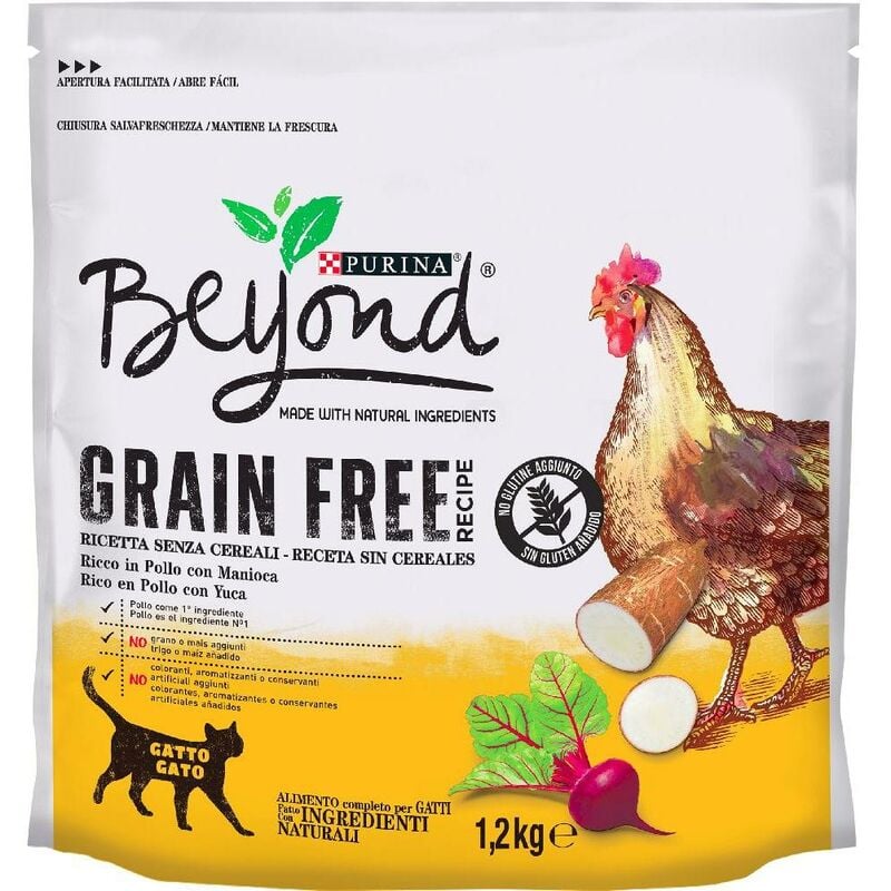 

PURINA Grain Free Gato Seco Sabor Pollo 1.2kg - Beyond