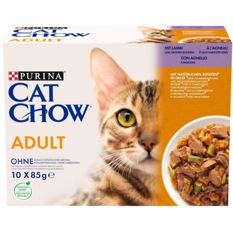 Purina Cat Chow Adult Agnello e Fagiolini  - Purina Cat Chow Adult Agnello e Fagiolini - Confezione Da 10x85 Gr